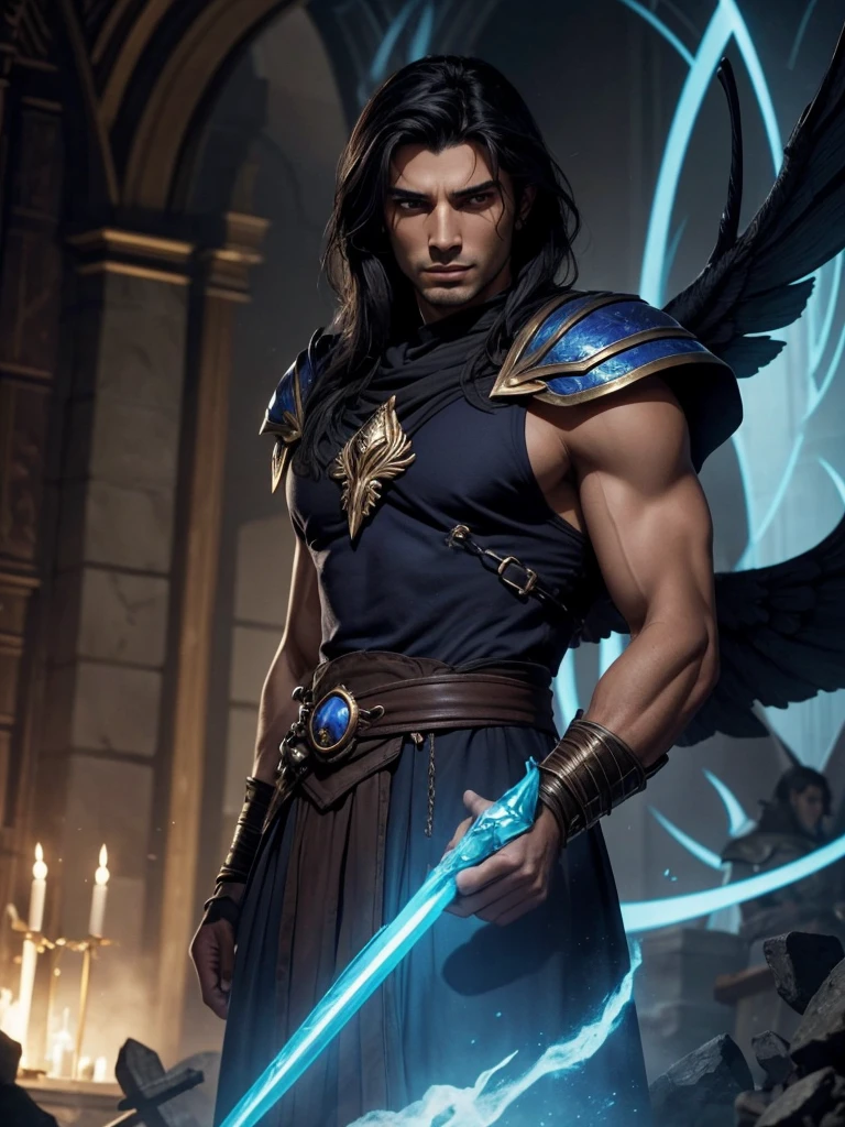 Azriel is described as classically beautiful, but almost unreadable. He is tall, with dark hair, tanned skin, and massive Illyrian wings. His eyes are hazel and the planes of his face are said to be elegant. He has a brutal scar on his right arm.

Azriel is surrounded by shadows. Illyrian warriors often carry a siphon, to channel their raw power into something useful. Azriel requires seven cobalt stones.
