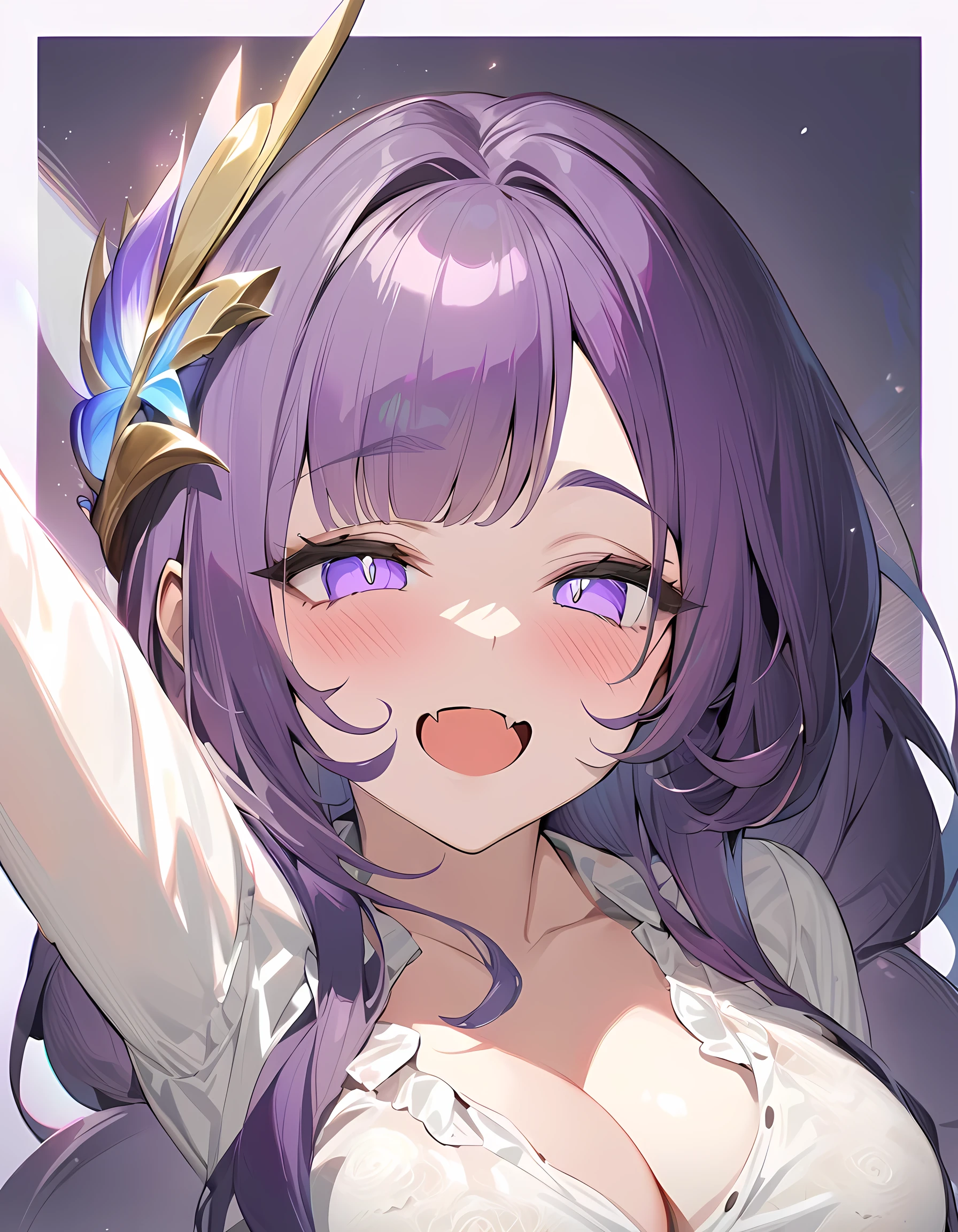 elysia, long dark purple hair, beautiful face,smiling,close up to hips, perfect breast, sitting on sofa, wearing beautiful white shirts, (open mouth:1.4),illustration,detailed textures(realists),ultra-detailed,portrait style,vivid colors,soft lighting, blushing, mature, (tight bras), (tight breasts), little fang, lewd bras, (Queen of Beauty:1.7), perfect bras, perfect teeth, perfect quality, perfect smile, queen of cuteness:1.7, (kissing the viewer:1.9), loving the viewer:1.7, (lewd face:1.6), (perfect double penetrated breast:0.9), ((busty body:1.6)), ((goddess of Beauty:1.5)), (ahegao:1.7), ((hard laughing:1.8)), ((laughing really hard:1.9)), ((busty breast:1.7)), ((arm up)) with her breasts ((bouncing:1.6x2)), (arm up), arm in frame:1.3, ((knocked up:1.6)), (masturbation:1.7), lewd mind:1.6, chocked