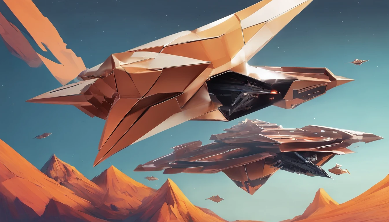 spaceships flying in the air with a black background, spaceship concept art, dark ( spaceship ), retro sci-fi spaceship, sleek interceptor profile, speeder, nicolas bouvier sparth, space ships, star citizen digital art, inspired by Chris Foss, style of chris foss, spaceship design, sparth style, concept art of chris foss, futuristic starship, flying by a giant version of Titan-Earth-esque planet.