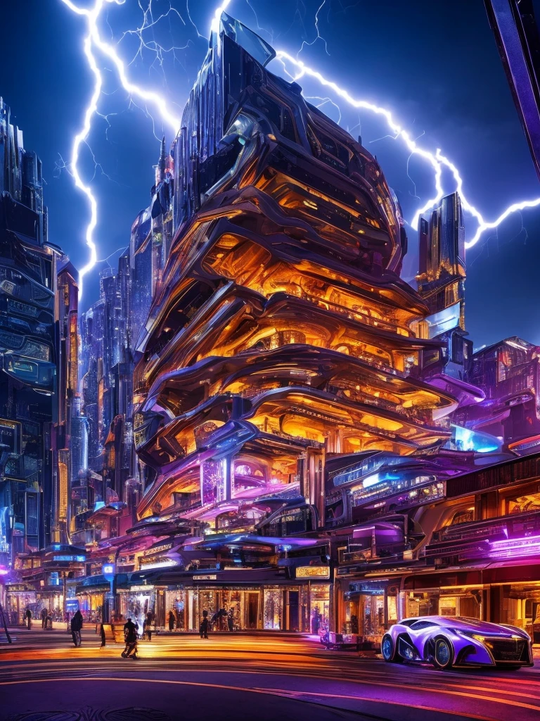 INGLAZING: Flames Blue Orange - A futuristic city with lightning and ruby diamond crystal effect, BREAK , BERSERK - metallic
silver purple magenta elements, a simple black background with liquid metallic silver lavender reflections, INGLAZE: (best quality,4k,8k,highres,masterpiece:1.2),ultra-detailed,(realistic,photorealistic,photo-realistic:1.37),hyper realistic,dynamic ultrarealistic angle,TruckersRule style,extremely detailed CG unit,top-quality real texture skin,intricate architecture,ornate details,shimmering lights,seamless integration,cinematic composition,dramatic lighting,stunning clarity,intricate machinery,futuristic technology,metallic reflections,sharp focus,vivid colors