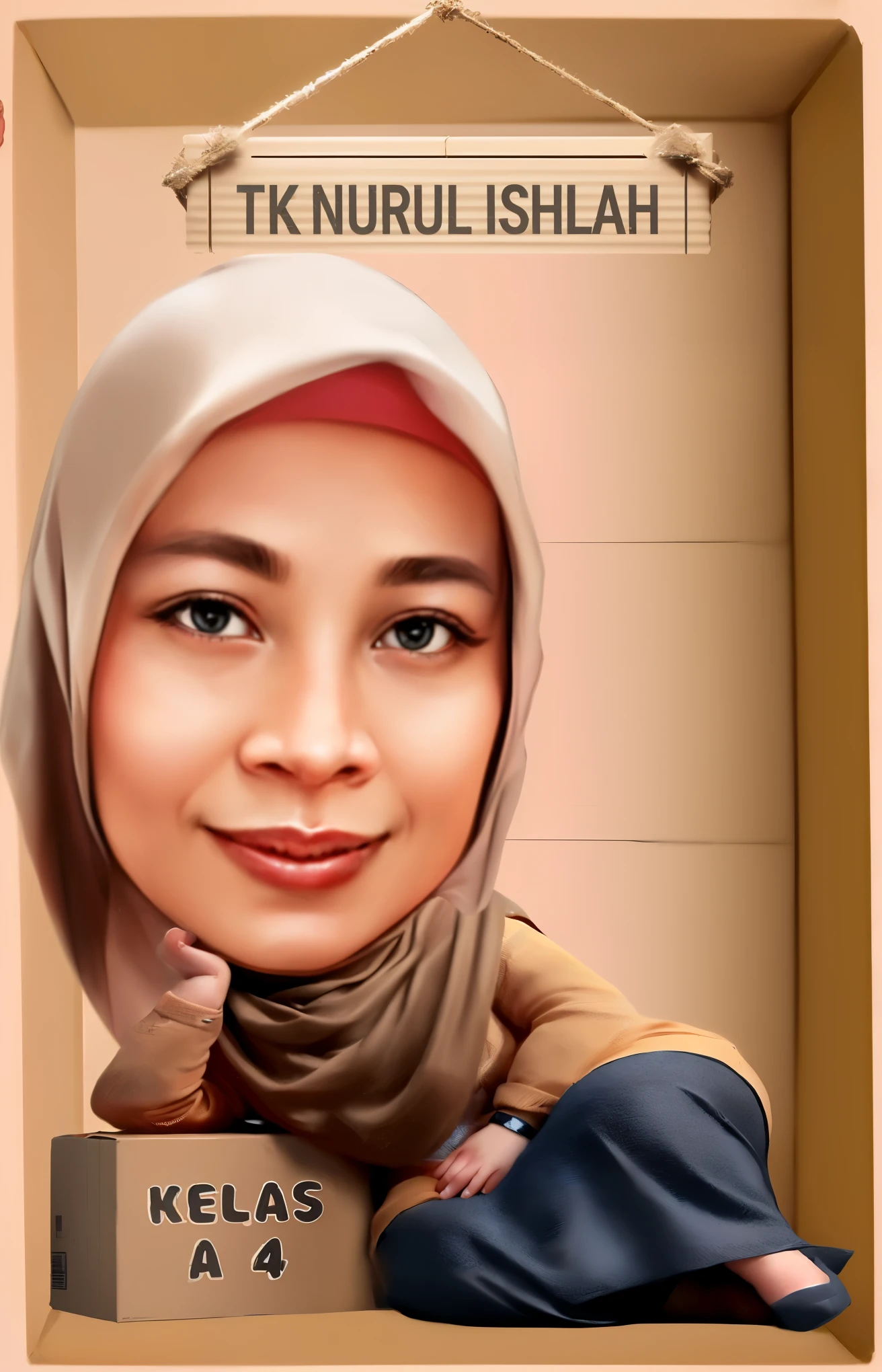 there is a cartoon picture of a woman wearing hijab in a box, realism artstyle, close up potrait, cartoon portrait, digital art cartoon, potrait, in cartoon style, cartoon digital painting, realistic portrait, cartoon digital art, cartoon artstyle, inspired by JoWOnder, by Abidin Dino, realistic portrait photo, realistic cartoon, inspired by Shaddy Safadi