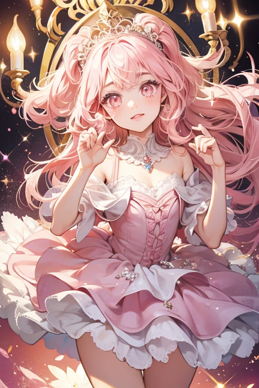 Chandelitchi resembles a while chandelier with two small legs, sparkling eyes with lots of eyelashes, and circular, rosy pink cheeks. SPARKLE; GLITTER