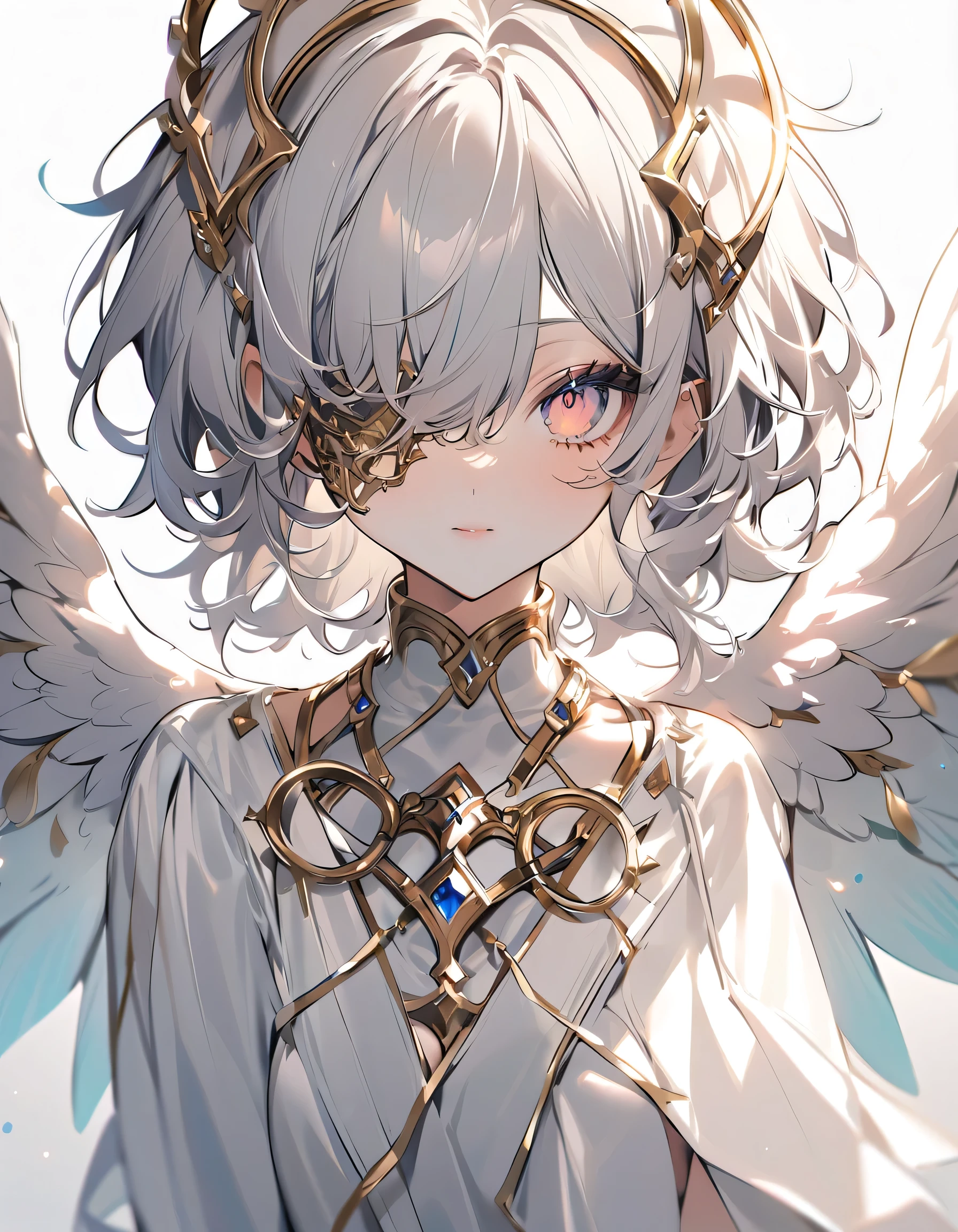 Looks like a holy looking angel.
and metal rings around the one-eyed eye.
ha muitas asas no anjo sagrado branco.