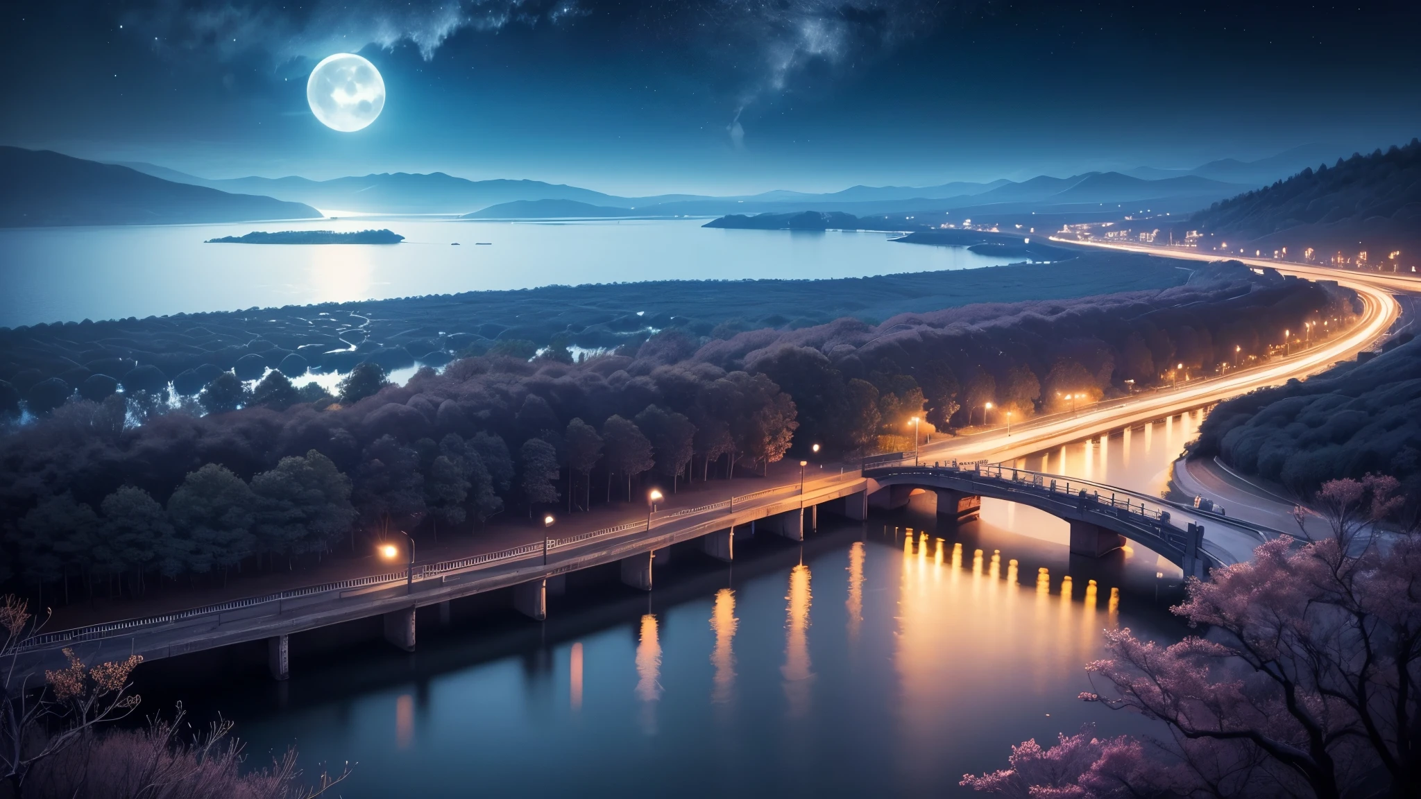 Fantastic night scenery、moonlight