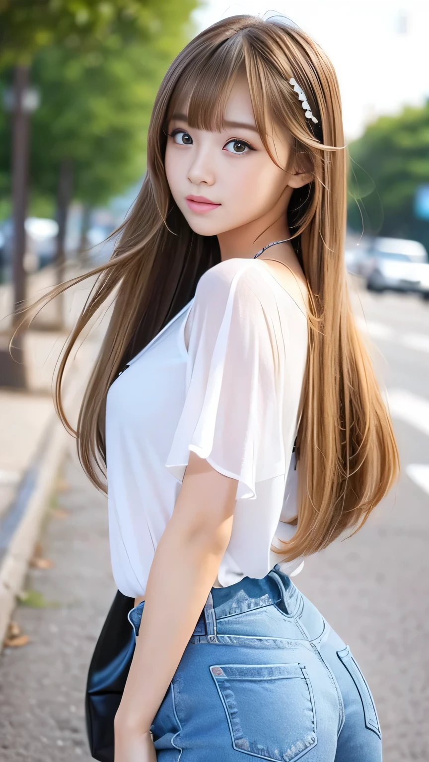 A gentle and charming Chinese stunning beauty, delicate and charming oval face, double eyelids, pink thin lips, attractive collarbone, square chin, smiling, happy, shoulder-length long hair, ultra-realistic, ultra-high-definition, very detailed, real skin, Perfect figure and charming figure, the orange wrap skirt perfectly shows the feminine curves, and it is elegant with a turtleneck. At the same time, the irregular skirt breaks the visual proportions, and can also create a visual sense of narrowing the wide crotch