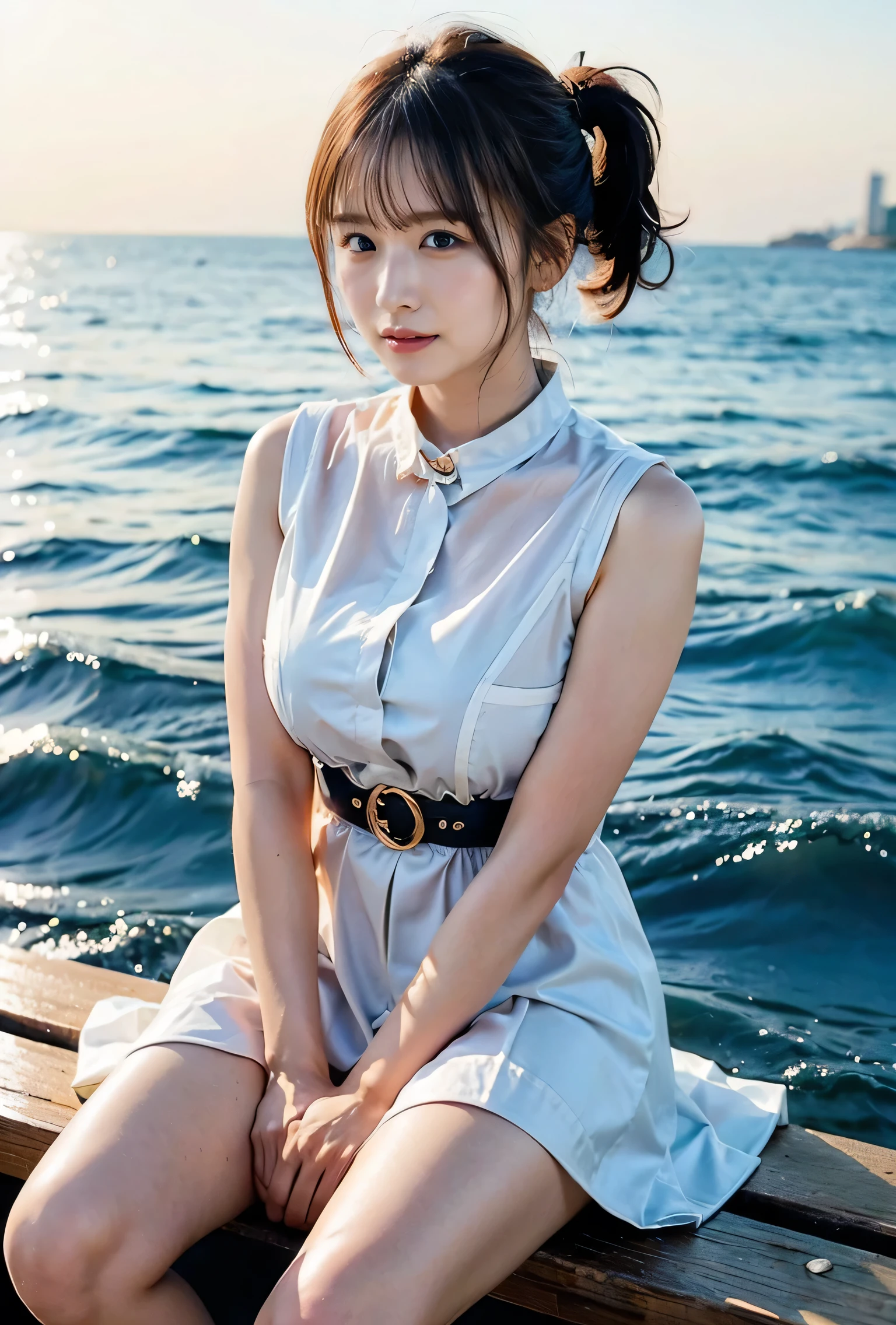 (masterpiece), (Highest quality), (Very detailed),(Disheveled Hair),(shape), (One Girl), (Summer clothes), Are standing, Fashion Model, View your audience, (interview), (Beach),Beautiful details, Delicate and beautiful face, floating,(High saturation),(Colorful splashes),Colorful bubbles,(The Shining), Focus on the face, Hair Ring, Floating Flowers, Floating Hair, (The Shining), Best lighting, Best Shadow,