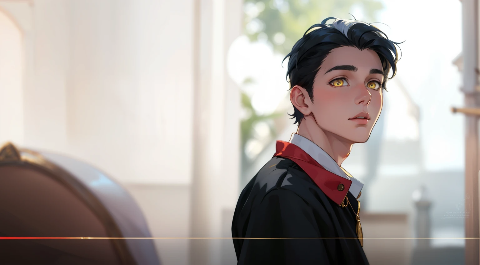 cute 18 year old boy yellow eyes white hair ancient egyptian clothes golden jewelry speaks co threatens