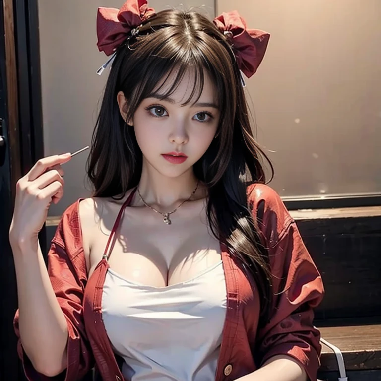 1 girl、It's Tokyo Street、city View、夜のcity View、Neon Street、Upper part of the body、close up、a smile、、(8K、original photography、Top quality、masterpiece:1.2)、(Realist、フォトRealist:1.37)、Highly detailed eyelash rendering、(((Top image quality))), (beautiful hair), (perfect Anatomy), (Practical), (Dynamic angle), The pose is seductive,perfect, look、Top quality、High resolution、