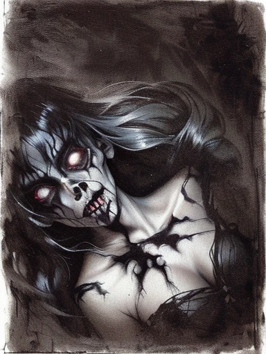 drawing of a woman with long hair and a knife in her hand, nightmarish illustration, horror illustration, dramatic illustration, creepy!!, sleep paralysis demon, my sleep paralysis demon, ( ( ( horror art ) ) ), dark illustration, sleep paralysis monster, creepy!!!, scary art, fan art, dark schizophrenia portrait, dark and horrifying, rough charcoal sketch