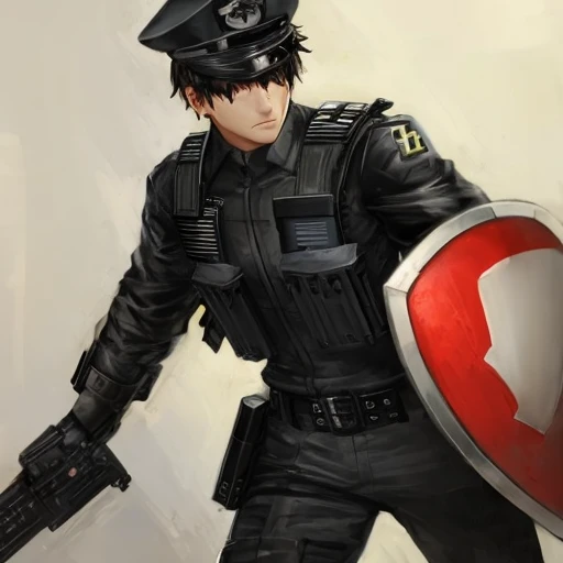 Male Riot Officer with rectangular shield