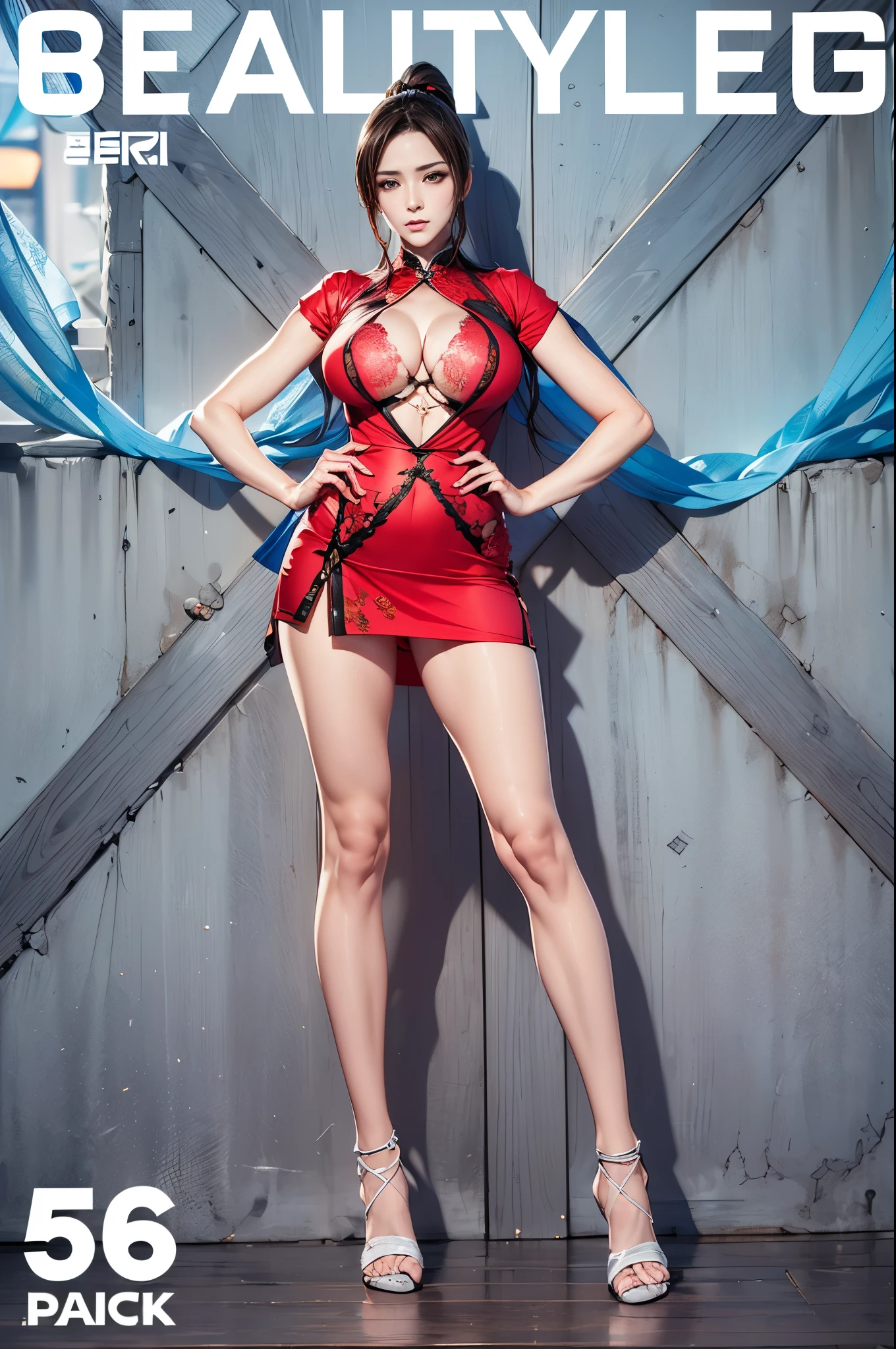 ((8k+Ultra-high resolution+Ultra-high definition+masterpiece+Very detailed+Awards+The award-winning)),(Perfect face+Supermodel+Delicate skin+High Ponytail+Huge breasts+Perfect hands+Beautiful hands+Perfect hands指+Beautiful hands指+Perfect legs+Perfect feet),[[[muscle]]],(((Anatomically correct))) ，The picture is extremely sharp，The details are meticulous，High-quality；Clever light handling，Create a dramatic atmosphere；Brushstroke Master，Impeccable professionalism，A haunting work of art。