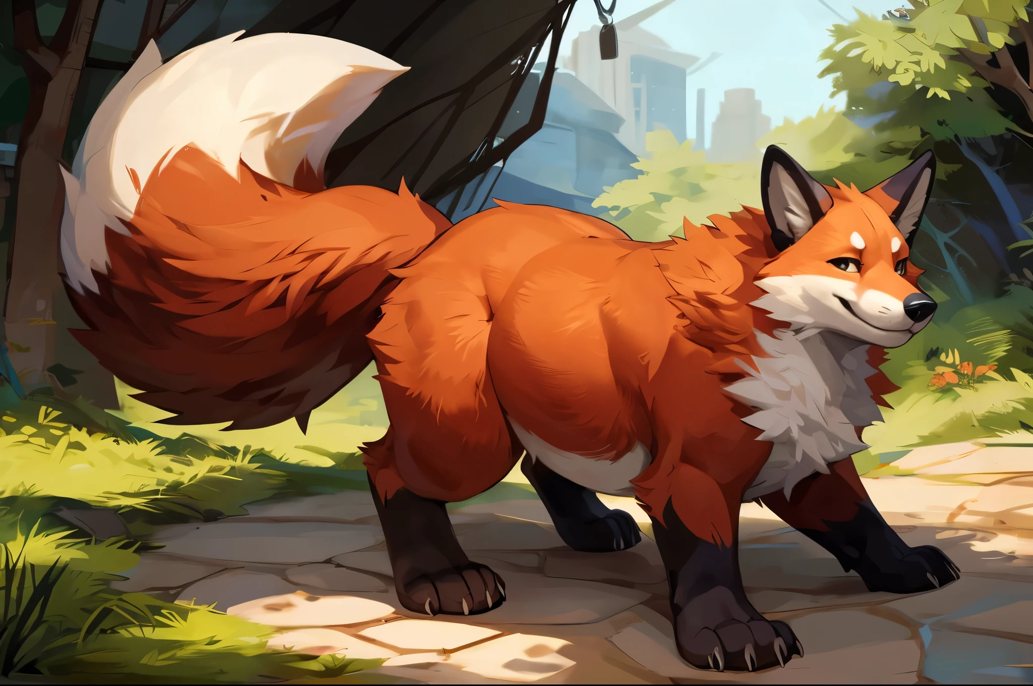 4k ultra quality, 4k full body view,(ultra high detailed body),((feral)) fox,by mystikfox61, by glitter trap boy,feral paws, by bebebebebe,by morethreedee, by seibear,(thick thigh),(chubby thigh),thicc thigh,thick legs,chubby legs,thicc legs,massive butt,enomorous thigh,massive thigh,massive legs,thick lower legs,wide legs,(detailed thigh),(wide thigh),fluffy belly sharp nails,((sfw)),(ultra detailed face),detailed eyes,big tail,fluffy tail,(detailed tail),enomorous tail,bigger tail,huge tail,volumetric light,big paws,(thick paws),fluffy paws,furry paws,enomorous paws,(feral focus), beast,(bigger lower body),(long legs),master works, super fine, 4k resolution, high quality,high picture detail,dark fantasy,illusory engine, Masterpiece,front view,dire fox,faint lighting,macro (feral) body,enomorous belly,chubby (feral) body,shiny fur,immobile feral