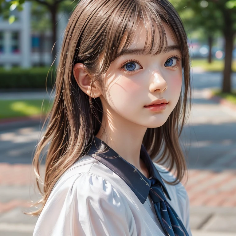 ((sfw: 1.4)), (( detailed face, cute face, detailed face, professional photography)), (Tie, Business Suit),  (from side) , ( full body  : 1.3), (( Shiny platinum blonde silk hair, beautiful shiny bangs, big clear sky blue eyes, very beautiful bright eye highlights, 1 Girl)), Ultra High Resolution, (Realistic: 1.4), RAW Photo, Best Quality, (Photorealistic Stick), Focus, Soft Light, ((15 years old)), (( (young face))), (surface), (depth of field), masterpiece, (realistic), woman, bangs, ((1 girl))