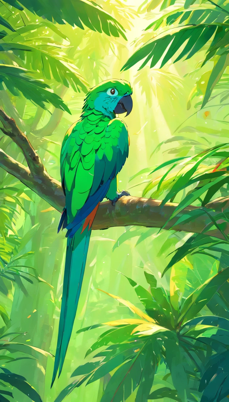 There was a parrot in the tree, Canto do papagaio, lindas penas verdes, Pintura SNES
