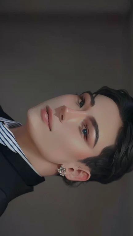 Image of a man in a suit and tie looking at the camera, jungkook, cai xukun, Jimin\los labios carnosos, Jimin\'s grecian nose, retrato suave 8 k, realism artistic style, inspirado en Yanjun Cheng, Jimin, retrato de alta calidad, yanjun chengt, barbilla partida y labios gruesos Fotorrealista!!!!!!! Estilo de Arte