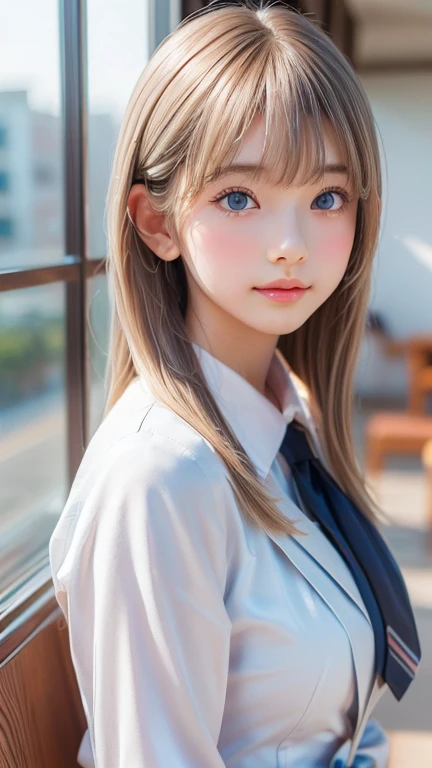 ((sfw: 1.4)), (( detailed face, cute face, detailed face, professional photography)), (Tie, Business Suit), (from side) , ( full body : 1.3), (( Shiny platinum blonde silk hair, beautiful shiny bangs, big clear sky blue eyes, very beautiful bright eye highlights, 1 Girl)), Ultra High Resolution, (Realistic: 1.4), RAW Photo, Best Quality, (Photorealistic Stick), Focus, Soft Light, ((15 years old)), (( (young face))), (surface), (depth of field), masterpiece, (realistic), woman, bangs, ((1 girl))