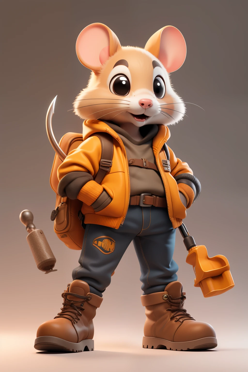 a Construction Rat (desenho 2d)
Description: A little mouse wearing construction boots and carrying a set of tools.
