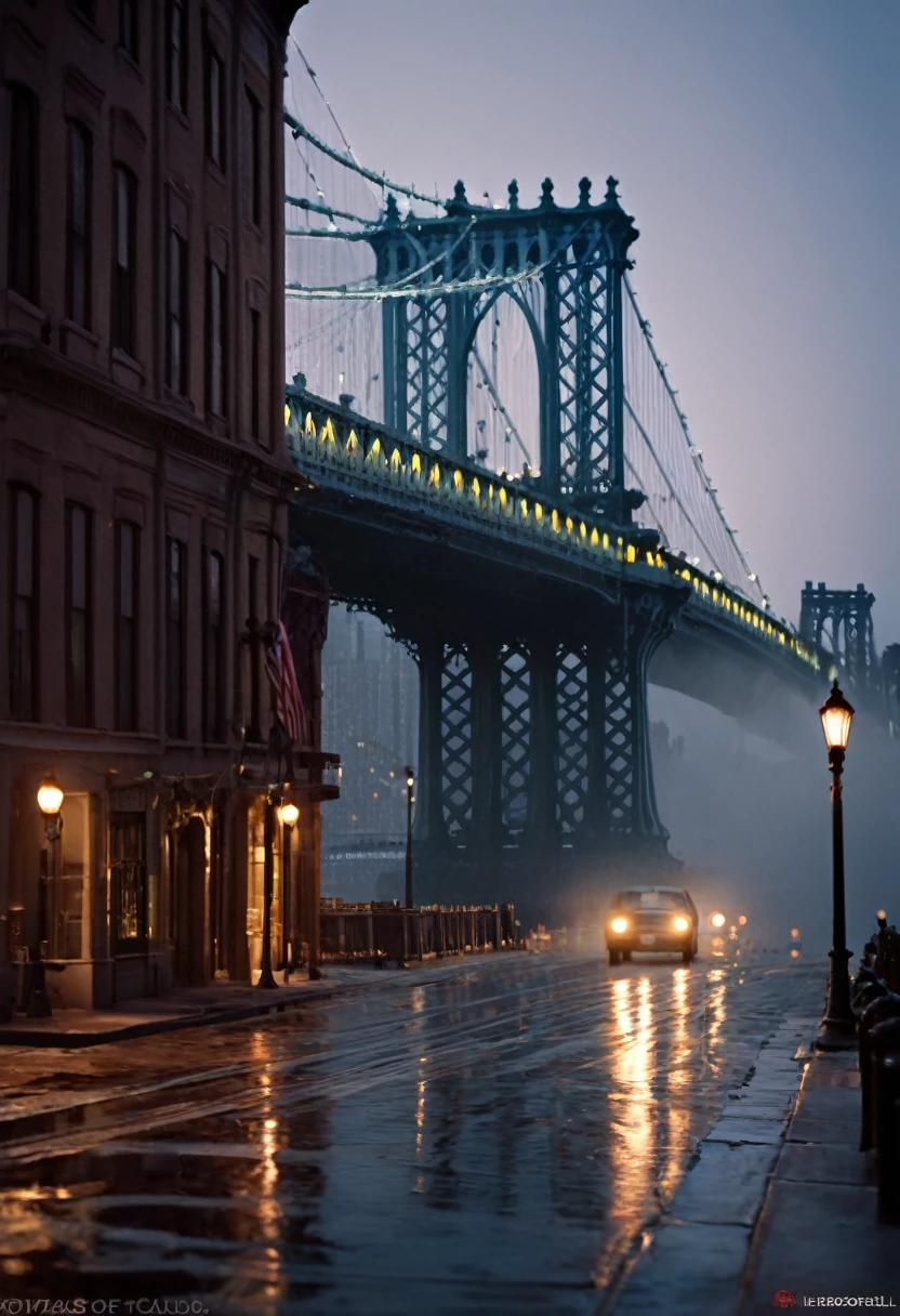ultra realistic image, new york, 1930 year,at night, manhattan bridge between the buildings on background, delicate detailing,subtle texture,soft-focus effect,soft shadows,minimalist aesthetic,gentle illumination,elegant simplicity,serene composition timeless appeal,visual softness,extremely high quality high detail RAW color photo,professional lighting,sophisticated color grading,sharp focus,soft bokeh,striking contrast,dramatic flair,depth of field,seamless blend of colors,CGI digital painting,cinematic still 35mm,CineStill 50D,800T,natural lighting,shallow depth of field,crisp details,hbo netflix film color LUT,32K,UHD,HDR,film light,panoramic shot,breathtaking,hyper-realistic,ultra-realism,high-speed photography,perfect contrast,award-winning phography,directed by lars von trie ,greg rutkowski