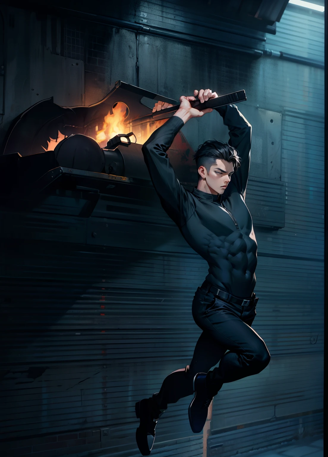 boys 26 Years old, Serious face, black pants