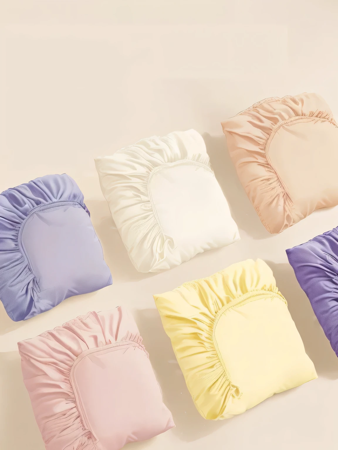 Close up of a group of four square pillows with frilly pillowcases, various colors, Designed for comfort and aesthetics!, high quality fabrics textiles, Linen, 6 colors, 360*, colored, Soft colors, different color, Cloth wrapping, 5 colors, Victoria, satin, ballard, fabrics textiles, 2 colors, 4 colors, High quality material BSSRDF