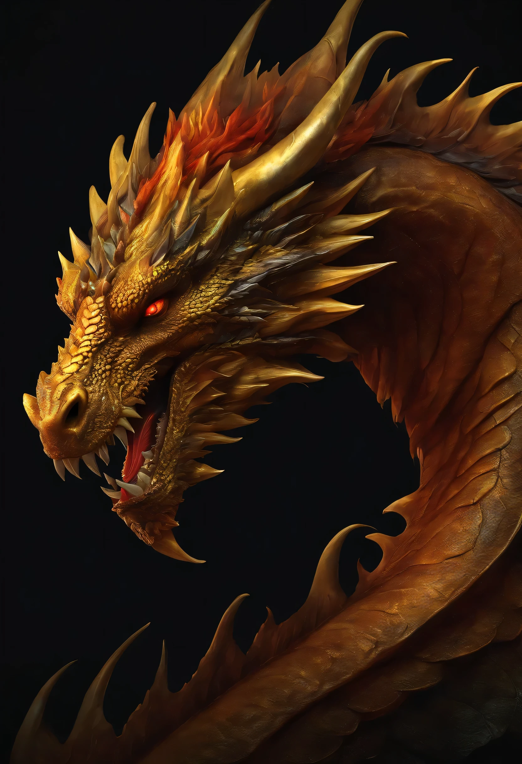 Dragon, beast of the apocalypse, sulfur horn
