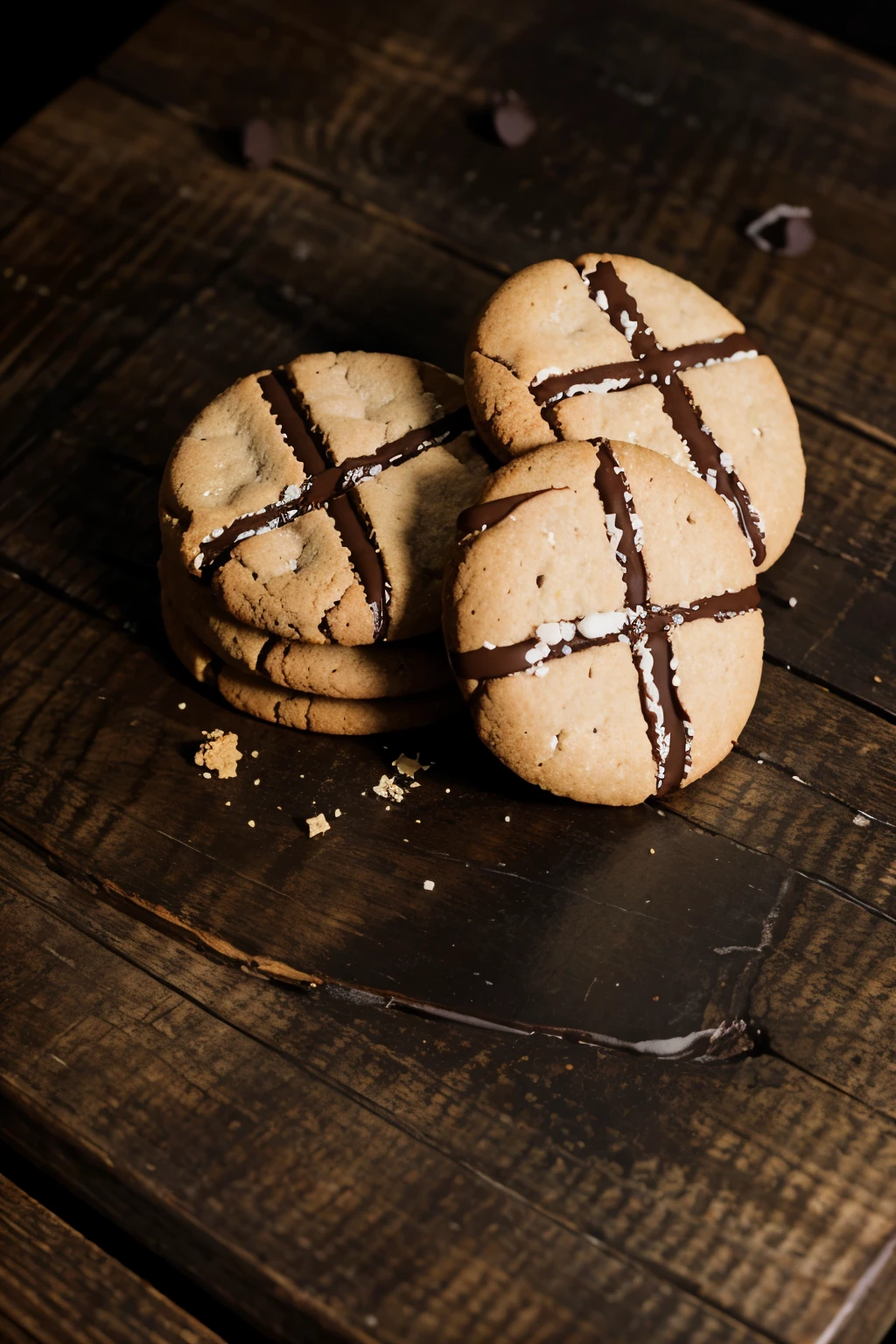 vegan cookies on a dark wooden table