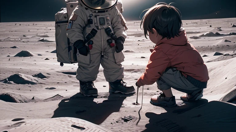 children playing on the moon