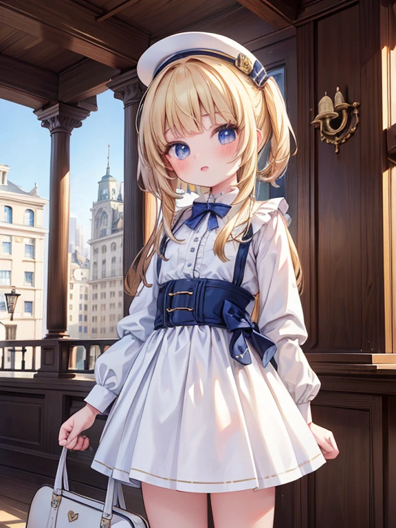 masterpiece, highest quality, Very detailed, 16k, Ultra-high resolution, Cowboy Shot, Detailed face, Perfect Fingers, 14-year-old girl, Luxurious Western-style building, Children&#39;s room, Table seating, Chair, sit, original outfit, bonnet, red dress,white pantyhosecup, black footwear