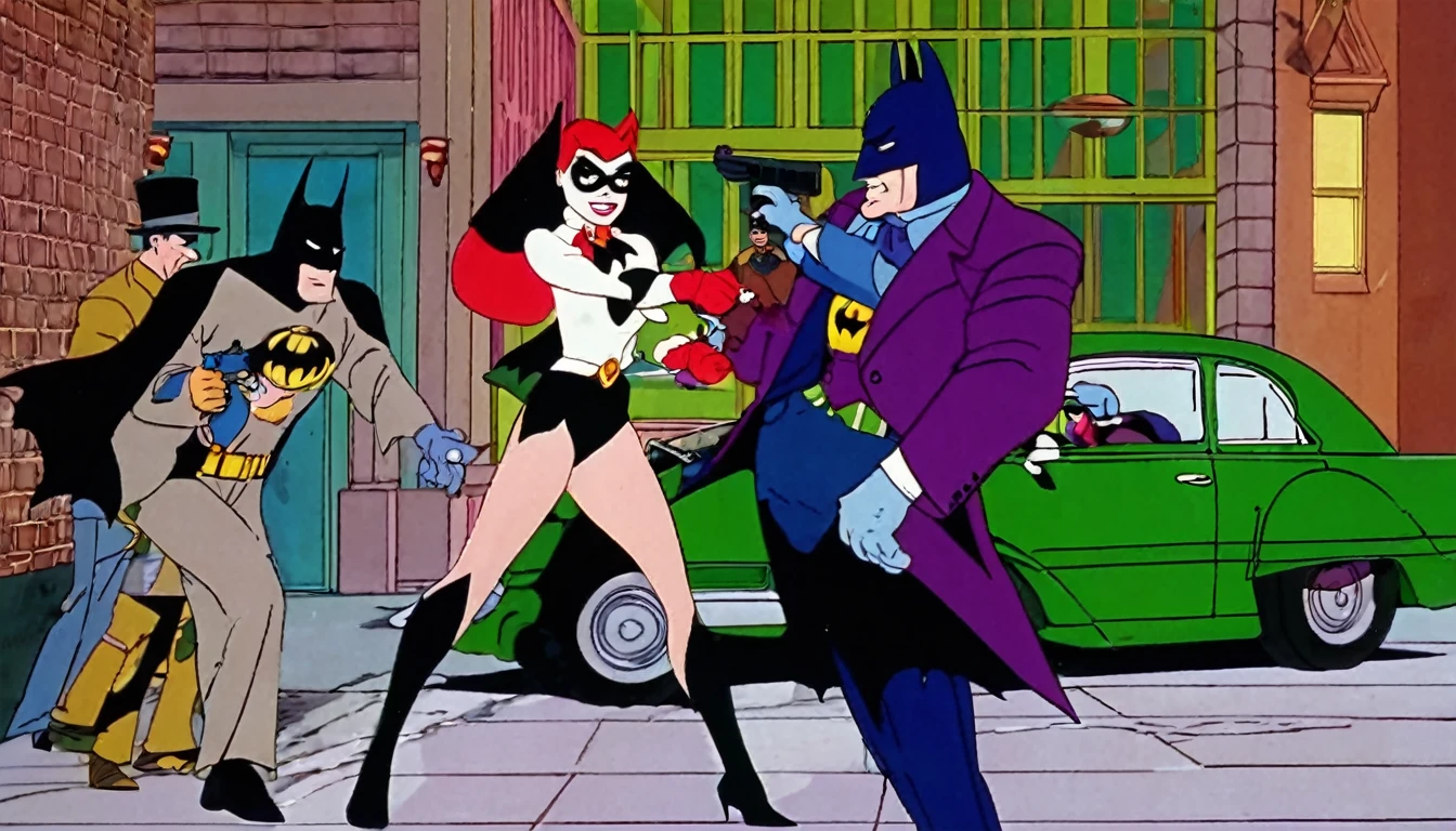 retro comic book cover, (vampirella) and (catwoman:1.12) dynamic action pose on top of building at night, london [centered-text] (detailed, high saturation), comic-art