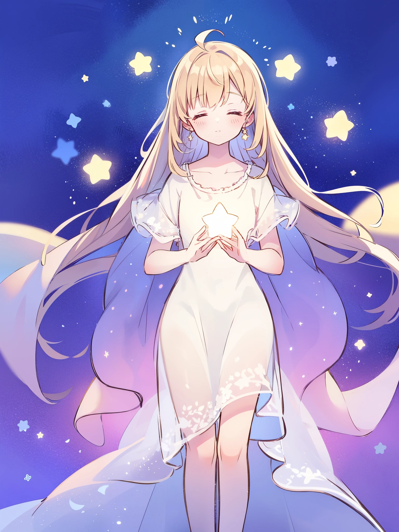 complex background, wishing star background, a woman wearing an ethereal mystical translucent dress that reflects the stars, mystic, complex drawing, highly detailed, ethereal, starry night, midjourney style