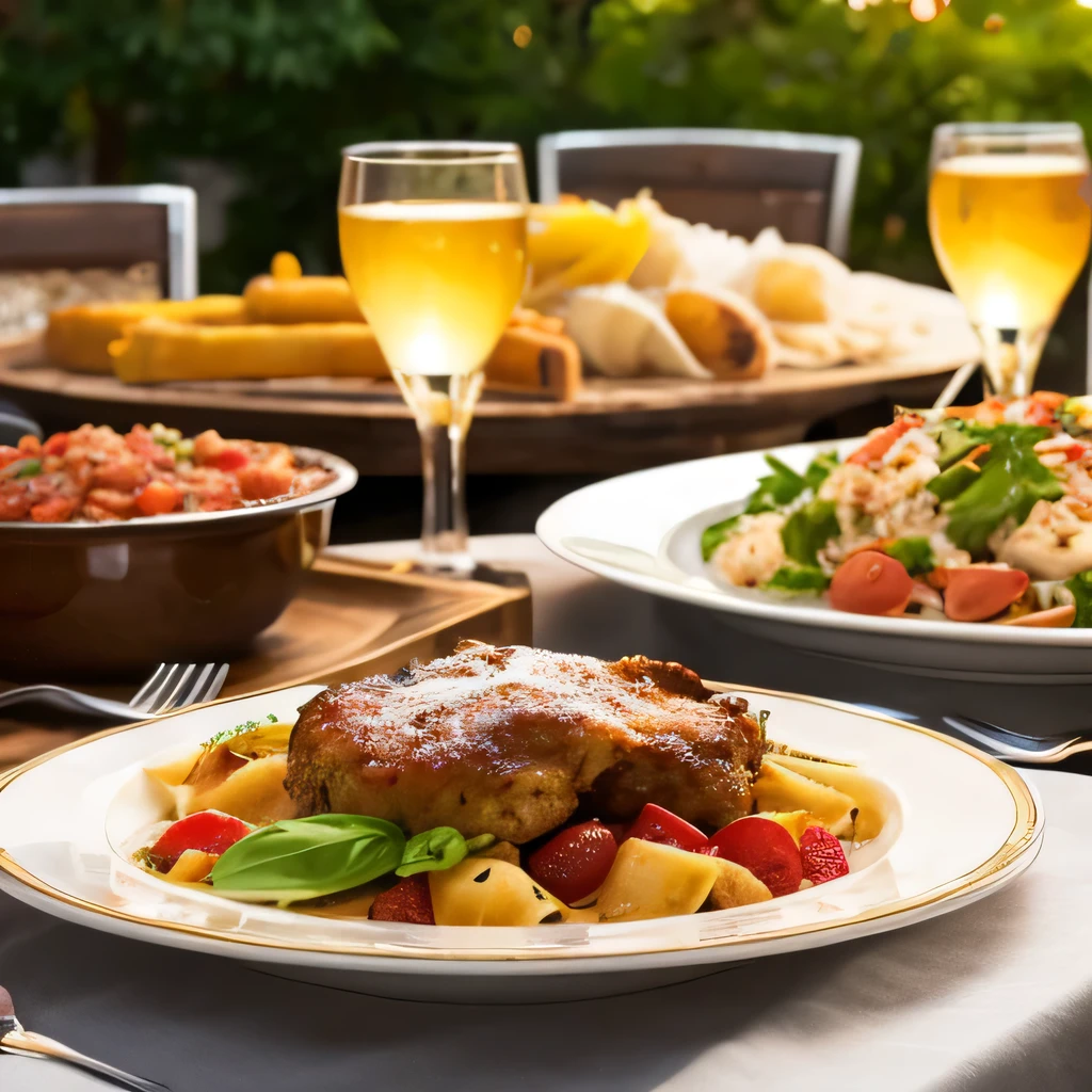 Lots of delicious food Italian table
