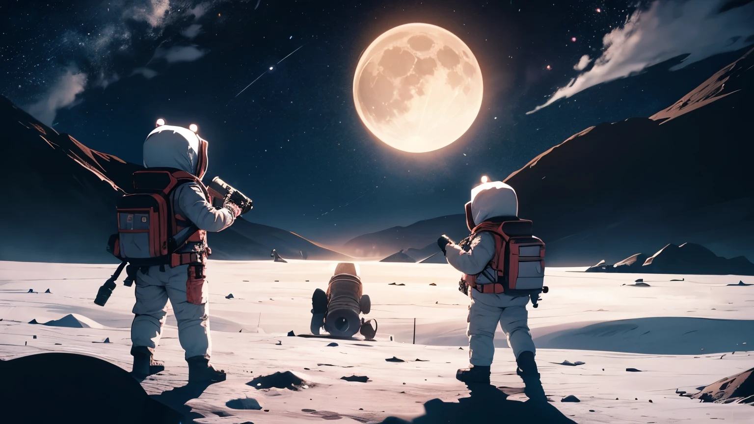 children playing on the moon