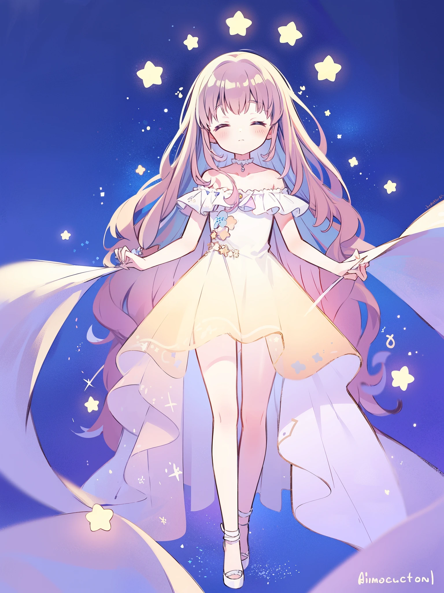 complex background, wishing star background, a woman wearing an ethereal mystical translucent dress that reflects the stars, mystic, complex drawing, highly detailed, ethereal, starry night, midjourney style