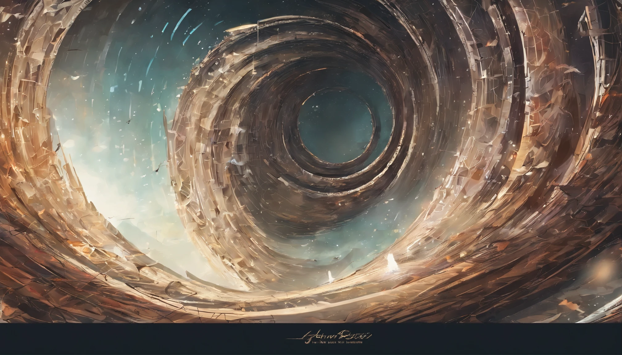 Spiral composition, Left and right composition, The Rule of Thirds, One night, Aaron saw a beautiful painting in the book。, Surrealism, Futurism, Abstract expressionism, rotated, Ultra-Wide Angle, Sony FE GM, UHD, 4K