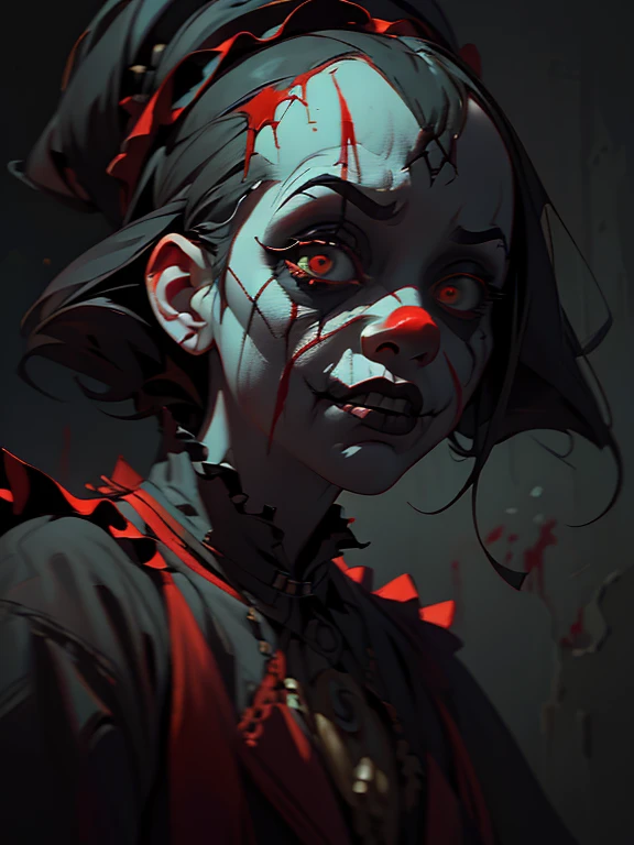 a dark carnival, carnival freak, psychotic killer, blood splatter, horror atmosphere, dark twisted fantasy, sinister clowns, surreal nightmare, gritty realism, haunting shadows, ominous clouds, deep red lighting, sharp contrast, distorted reality, visceral violence, unsettling tension, cinematic composition, hyper detailed, masterpiece, 8k, photorealistic, dark surrealism