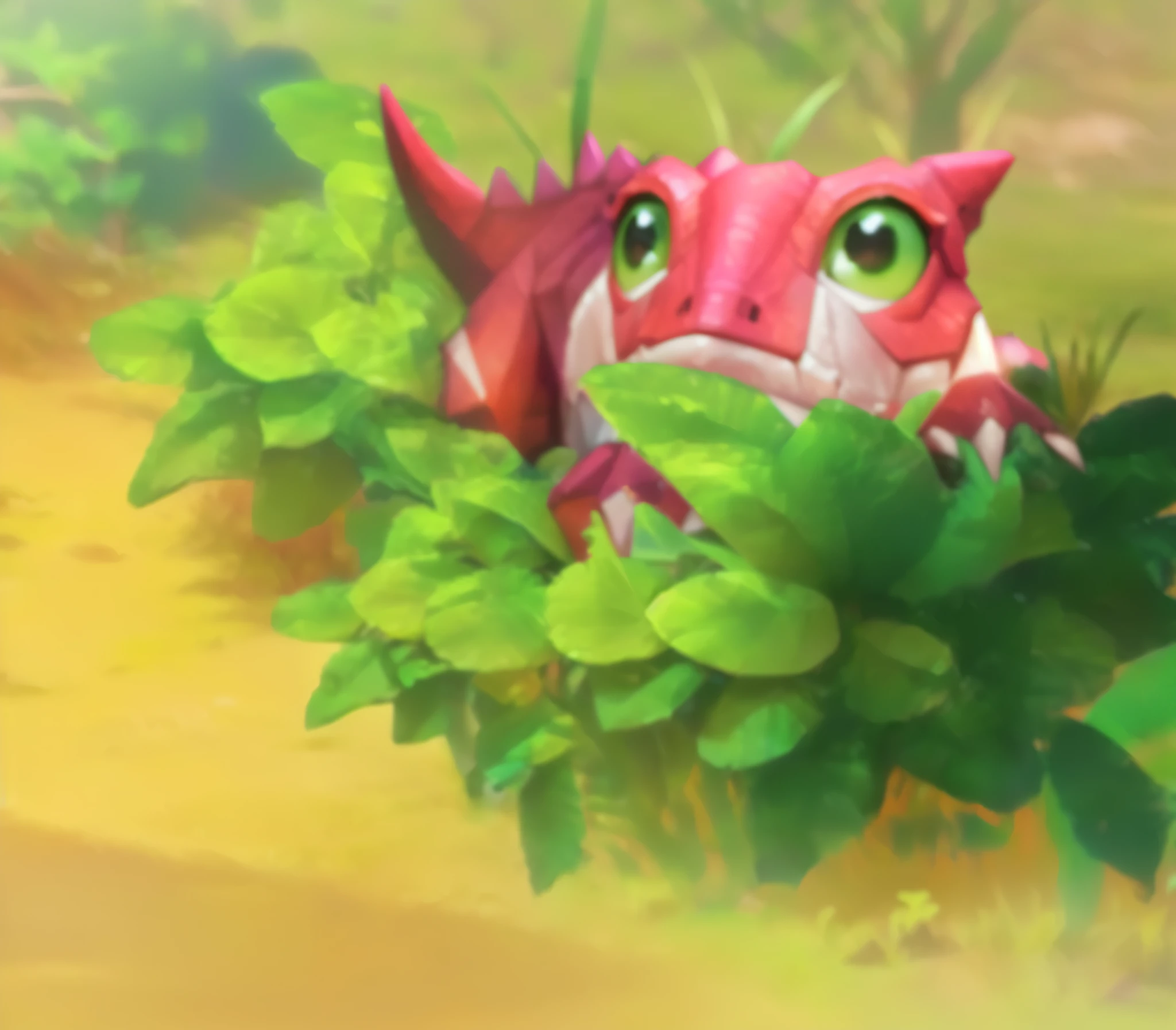 A little dinosaur hiding in the grass,Cartoon,3D,Scene art,Game scene,Land texture,illustration,Stylization的游戏艺术, Stylization游戏, Stylization, Stylization的概念艺术, , Stylization艺术, Scene art特写,8k,Ultra-clear,Lots of details,