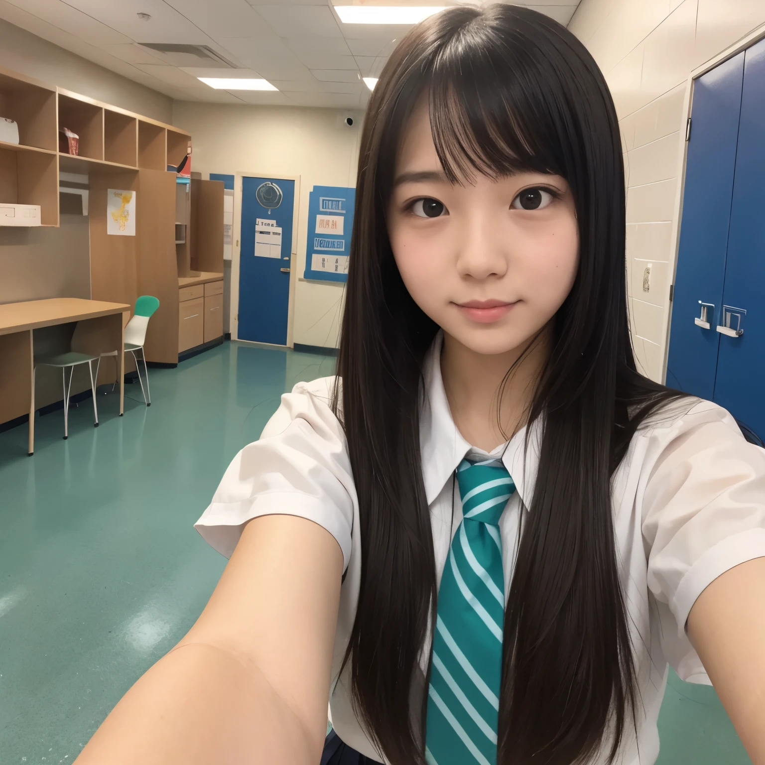 Cute high school girl selfie photo