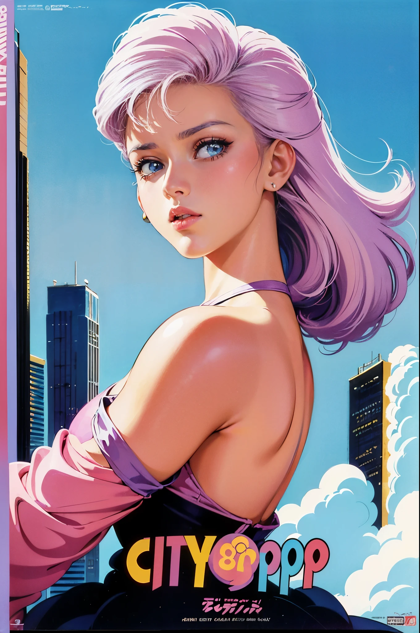 90s Cartoons,(80's, retro, city pop poster:1.5), (album cover), (masterpiece, best quality), (anime, illustration), (pastel colors:1.4),
best photo pose, dynamic angle,
Man, white hair, side cut, tattoo on temple, solo, perfect detail eyes, delicate face,
high fashion,