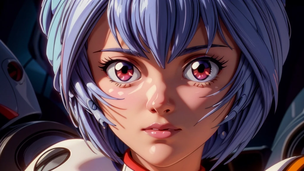 realistic portrait of a girl, 1girl, rei ayanami from neon genesis evangelion, beautiful detailed eyes, beautiful detailed lips, extremely detailed face and eyes, long eyelashes, elegant expression, photorealistic, 8k, high quality, masterpiece, dynamic lighting, vibrant colors, cinematic composition, cinematic lighting, dramatic lighting, intricate details, hyper realistic, studio lighting