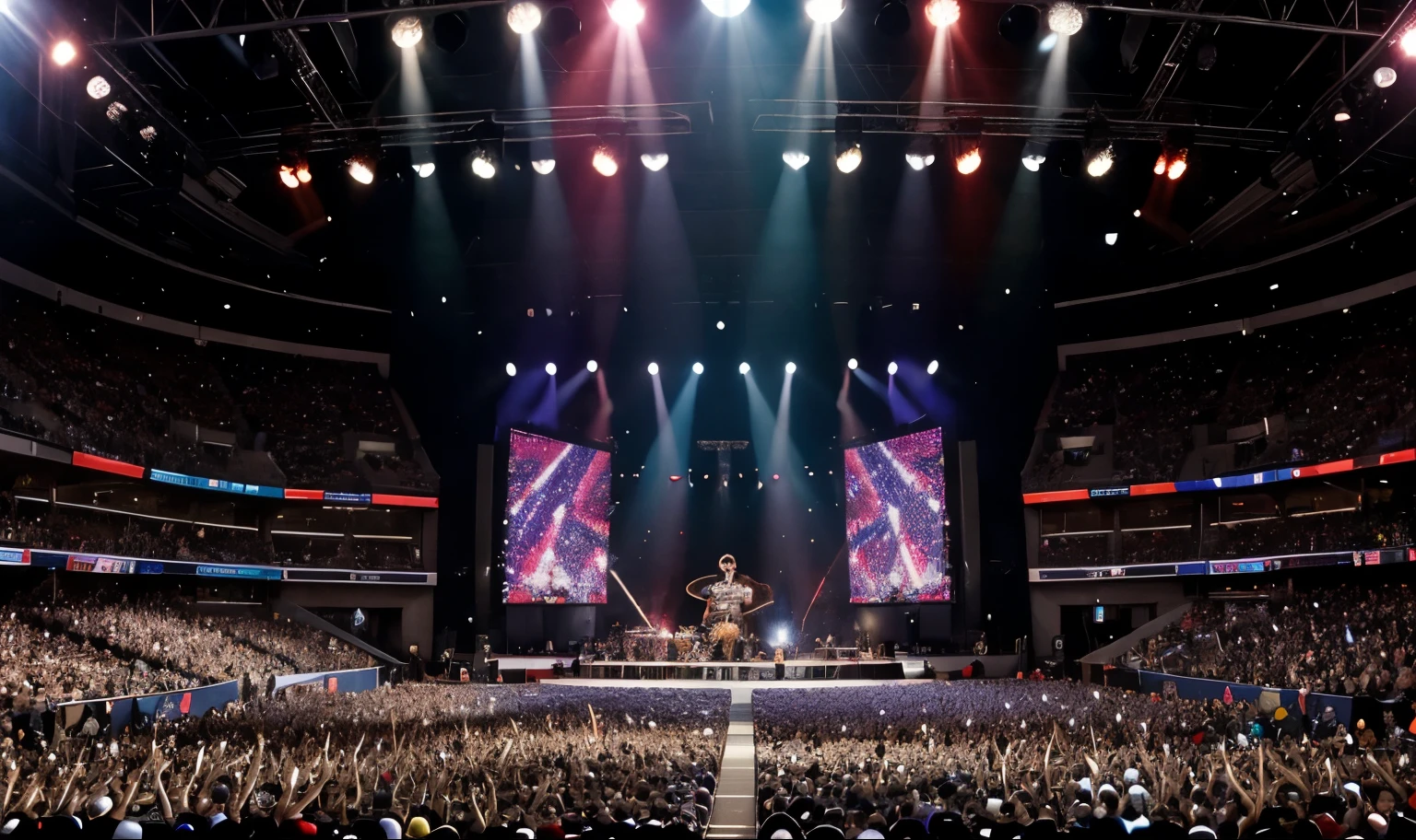 The pop rock band takes the stage with electrifying energy, lights flashing to the beat. The lead singer commands the scene with a magnetic presence, while electric guitars and a pounding drum vibrate through the packed stadium. The crowd sings along, hands raised, creating an electrifying atmosphere. Each song is an anthem of emotion, sending fans into a frenzy of joy and euphoria. The connection between the band and the audience is palpable, making the night an unforgettable experience.