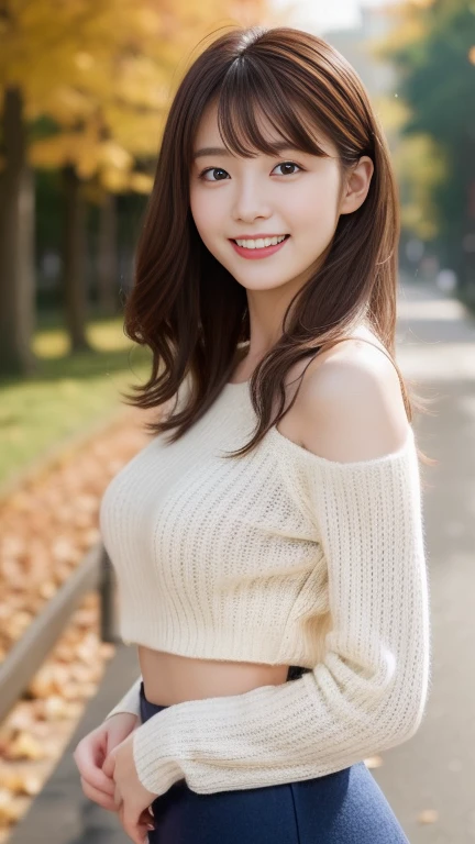highest quality、8k wallpaper、Reality:1.4、Photographed in natural light、View your viewers、background:Autumnal forest in the evening、1 beautiful girl、Japanese Idol、19 years old、Beautifully detailed eyes、Detailed face、Beautiful Skin、Slender、Slim waist、Thin legs、Red lipstick、Fancy hairstyle:1.8、Random hair color、Light Hair、Asymmetrical bangs、mini skirt、tops:Knitted sweater 、smile:1.5、Seductive pose