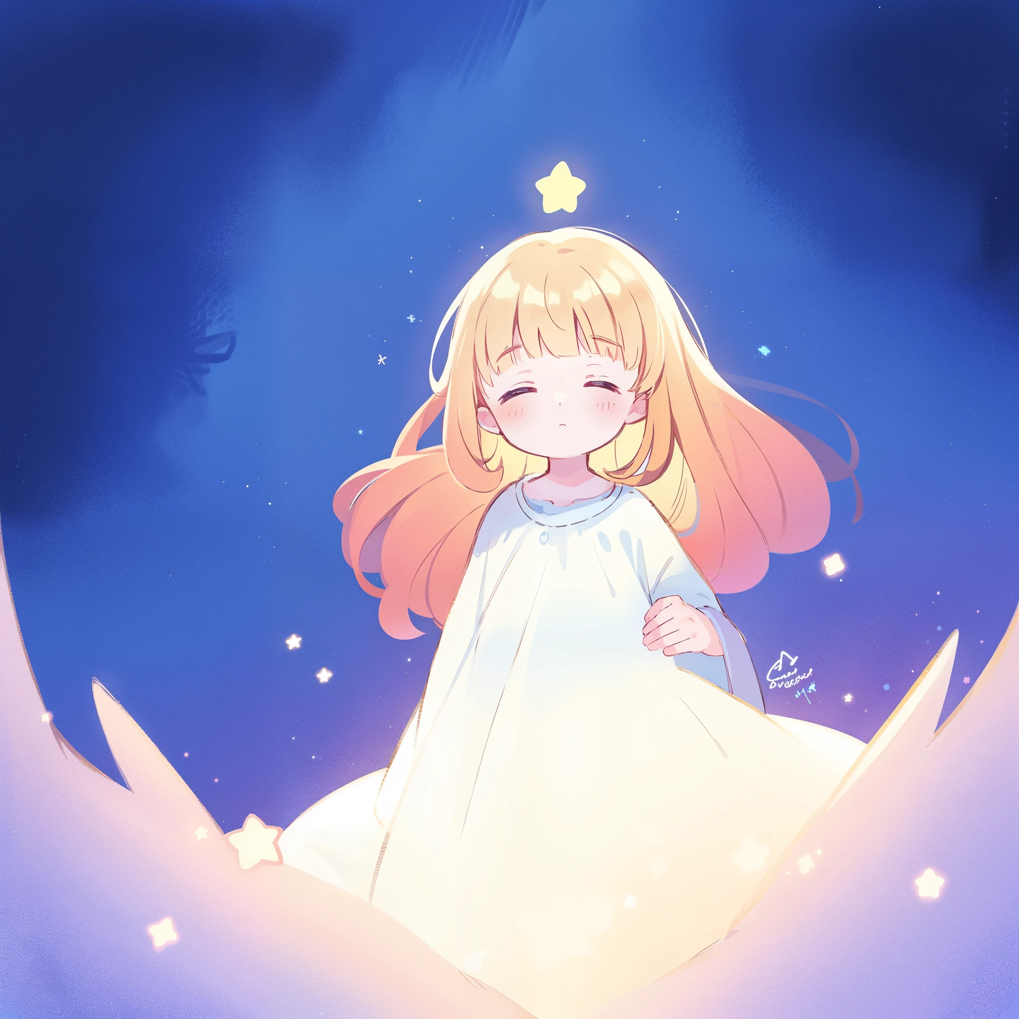 complex background, wishing star background, a woman wearing an ethereal mystical pink translucent dress that reflects the stars, dreamy, peaceful, serene composition, glowing stars, glowing, complex drawing, highly detailed, ethereal, starry night, midjourney style