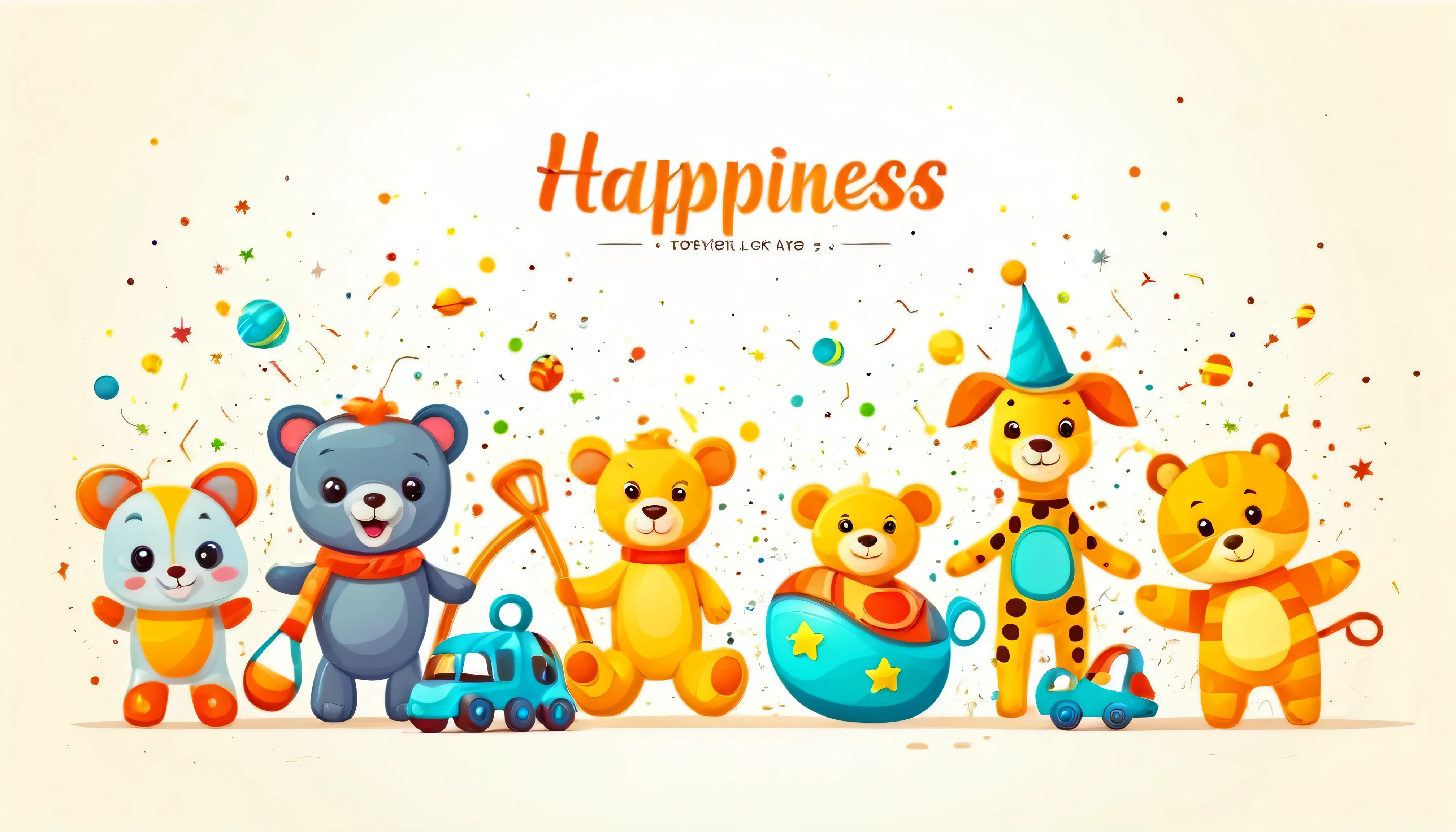 Cartoon kids toys banner for fun and happiness