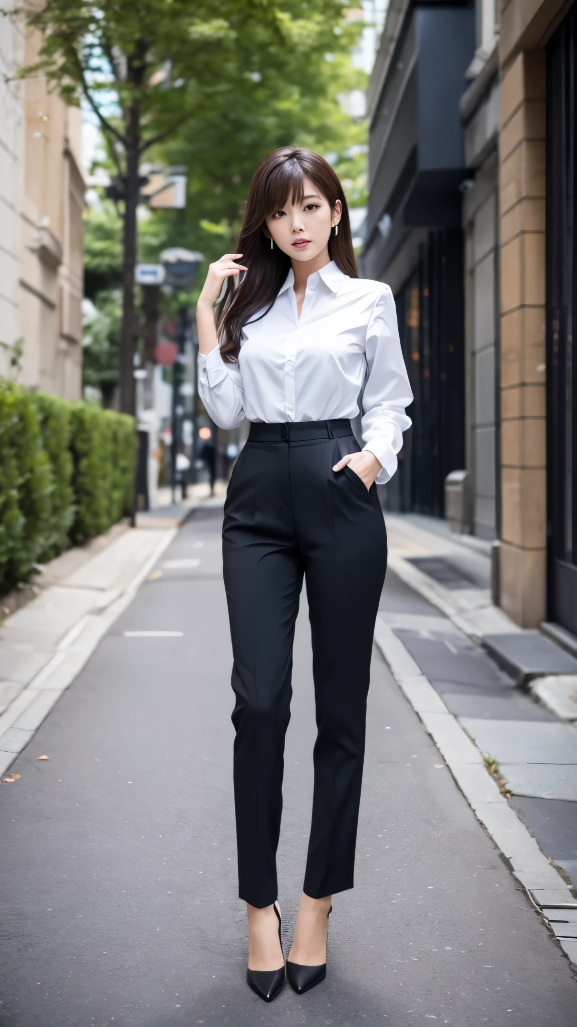 Kaede Karen、8K、business suit、high waist、Long legs、
