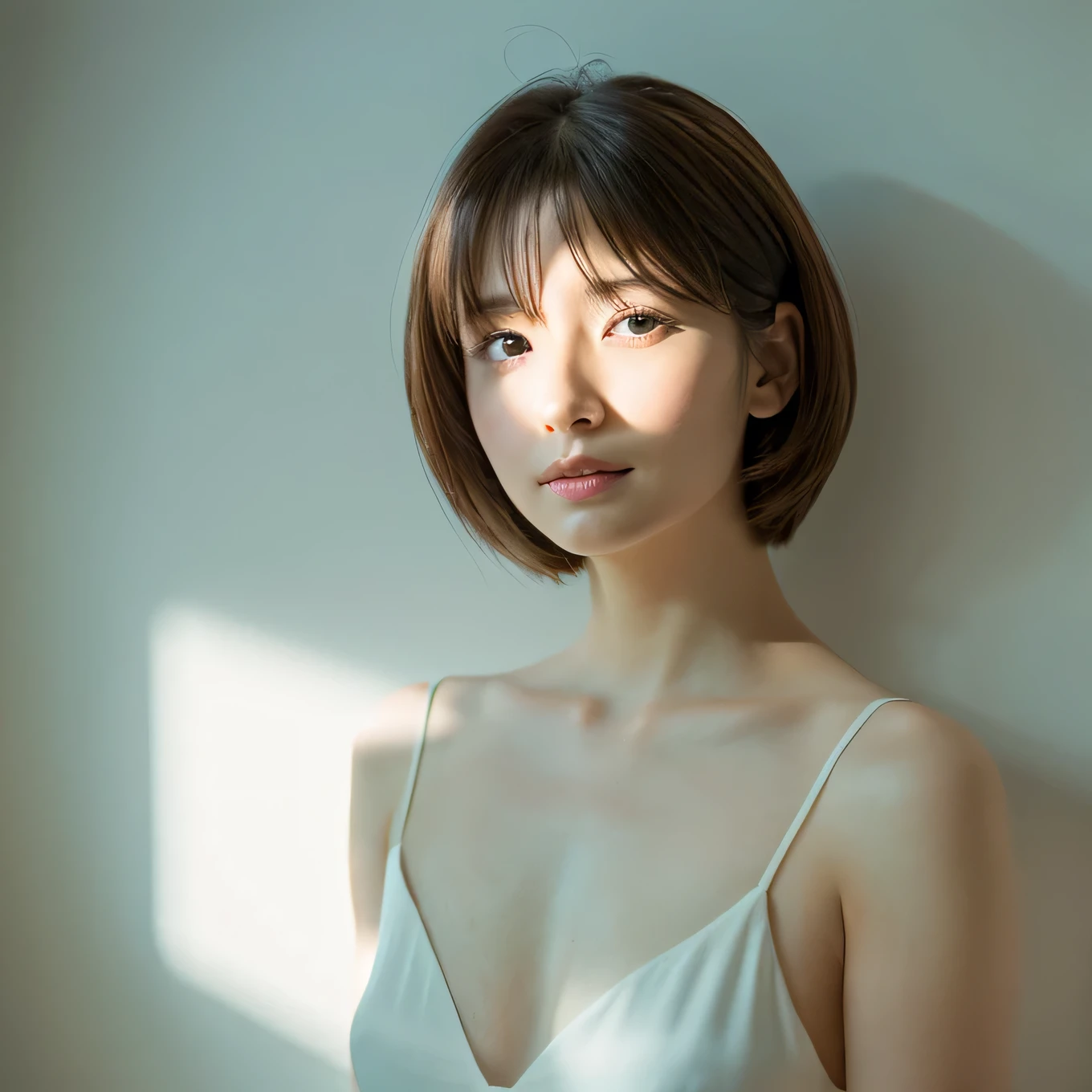 Top quality, realistic, perfect human body structure, very detailed, very delicate and beautiful, RAW photography, professional lighting, luminescence, depth of field, single focal, full body, Skinny Japanese lady, 30 years old lady, brown hair, small head, beautiful eyes, real face, realistic skin, detailed eyes, (fashionable hairstyle: 1.3),