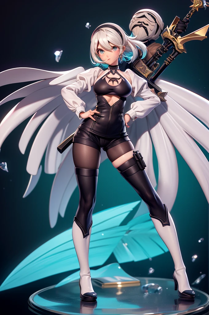 Mini nier automata, ((nier automata)), solo, ray tracing, Estilo 3D, 3DMM, ((oses por foto)), corpo inteiro,(Front view),(Costas Issue), (Emist on the left), mostrar barriga lisa, (((poses por foto))),(seios muito grandearriga perfeita, olhos perfeitos e simetricos, (perfect handuturistic sword in hand)), ((cabelos curto)),((Roupas de bruxo abertas)),roupa branca com bordas texturizadas, pele clara, luemas detalhadas, White thigh-high tights with trim, emestido aberto em "em", cintura fina, pernas grande, low water, Show legs to the top of the waist, (tecido partido caindo sobre as pernas),((top aberto)),pele ultra realista, olhos realistas humano,pele ultra realista,((blusa listrada)),traje super sensual,(faixas em torno dos seios), colorida,(pubis com muito volume),(extremamente sensual),(very sensual),(((Big tits))),(((cabelo dividido em dois))),((((roupa social, aberta nos seios e na frente)))),(((blue, cyan,red and purple clothes))),(((fendas sobre os seios))),(((faixas caindo da cintura com detalhes nas pontas))),(((top com abertura enorme no meio))),(black skin, short hair),((sexy langeries)),(((enorme fenda entre os seios))),(((opening to the top of the hip))),(((White tight leggings extremely marking the waist and pubic area))),(((fendas detalhadas e com desenhos))),(((leggings that clearly shape the curves of the body until they touch the breasts))),(((decotes extremos))),(((top com muitos detalhes e aberto))),(((cinturinha))),(((cabelo divido em dois))),(((duas cores))),(((detalhes intrincados))),(((darkness))),(((costume with high level of detail, vincos e sobrecosturas))),(castlevania),(morigan aensland),(((top com shapes variados)))),(((Mostrando as pernas))),((((Wonderful)))),((Mercy in sexy pose)),(((pubis repartido e inchado))),sudadera con capucha leggings cuerpo tonificado,((cinto grande empurrando seios para cima)), (legging bipartida na vertical),(decotes extremos),(((cruise monokini))),((neon white ciborg)),(moda ciborg)