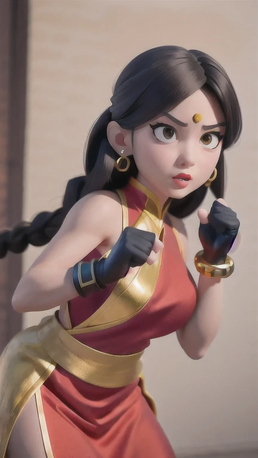 photoshoot 1 Ninja Turtles alternate costume（（Colorful silk clothes））
bare shoulders
black hair
blurry
bracelet
braid
﻿
brown hair
chinese clothes
忍者神龟 
dress
earrings
（（（fighting stance）））
﻿
fingerless gloves
gloves
jewelry
lips
lipstick
long hair
makeup
medium breasts
nose
parted lips
落地
sleeveless
solo