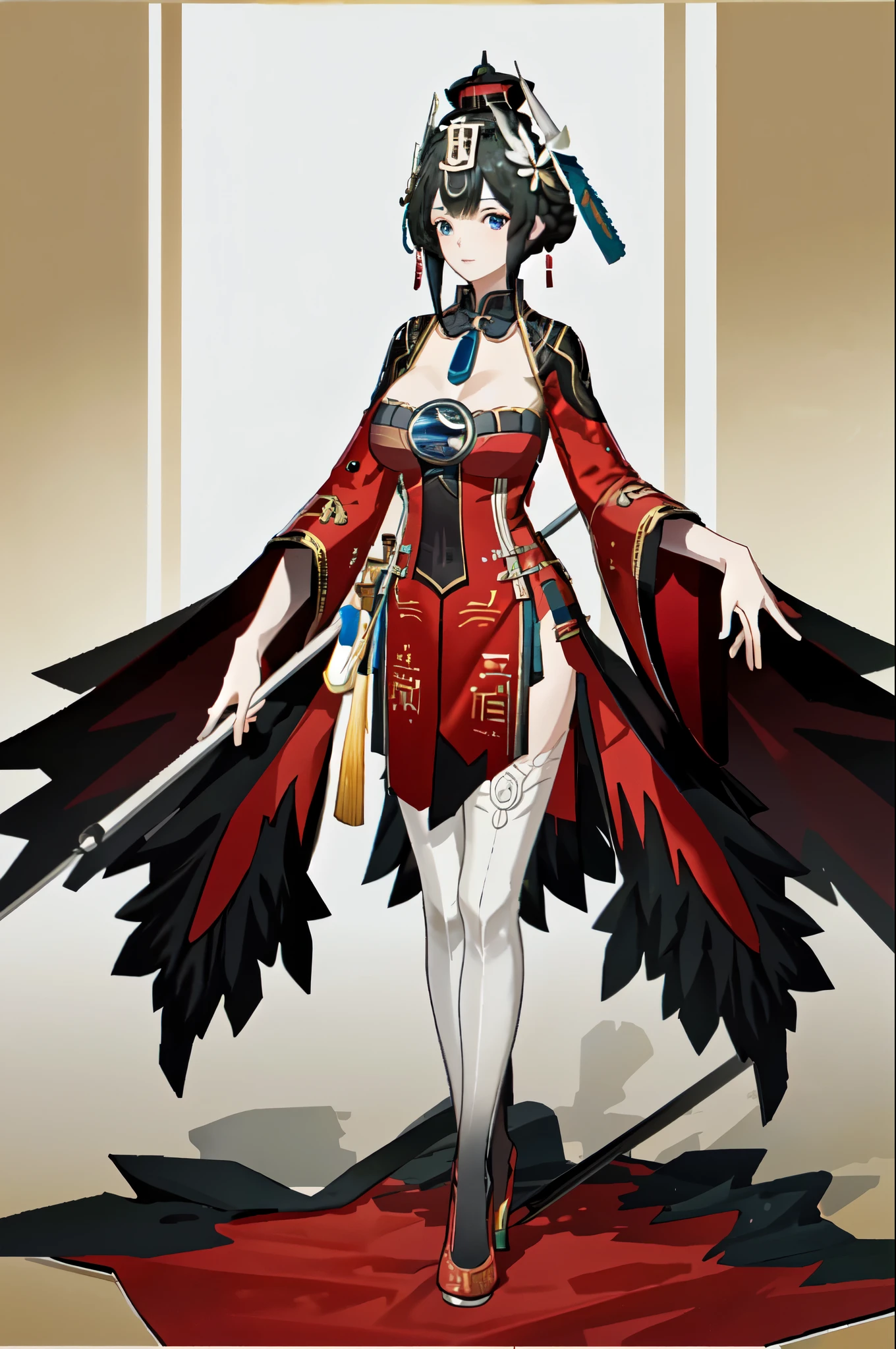 masterpiece, best quality BREAK solo, jianlingguimeng, china dress, mature female, highres, Super detailed, very detailed, highest quality, best quality, super detailed, standing, Full body drawing, hanying, Hanying, HanYing, (masterpiece), (best quality), (hyperdetail), (large breasts), (illustration), ((extremely delicate and beautiful)), (detailed light), (prefect's body), full body drawing
