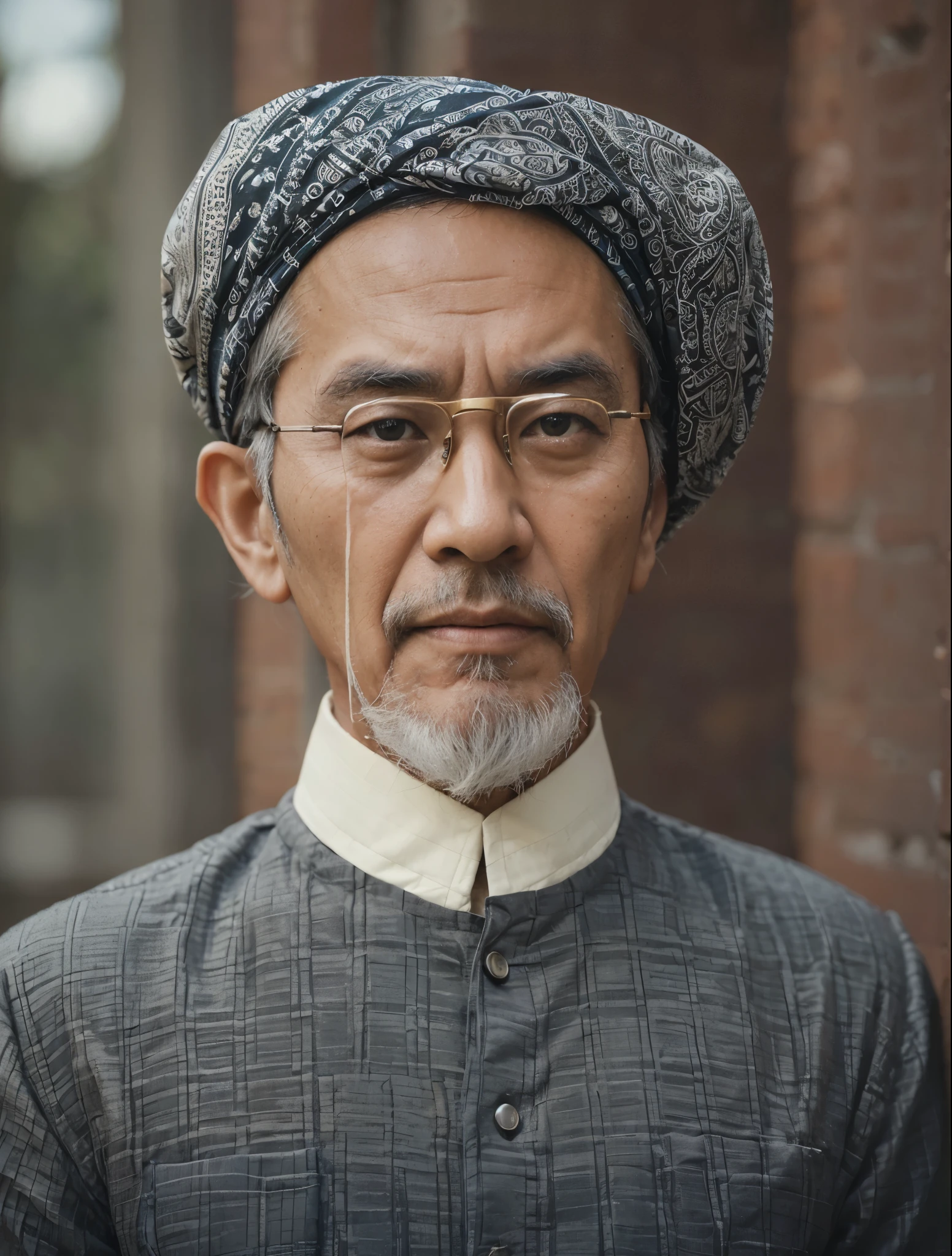 an old man wearing lorgnette glasses and a turban in front of a brick wall with, highly detailed photo portrait, portrait photo of an old man, high detail portrait photo, realistic portrait photo, portrait realistic photograph, asian man, asian male, man with glasses, potrait, man with thin lines on the face, cinematic realistic portrait, highly detailed vfx portrait of, highly detailed vfx portrait, south east asian with round face, ultra realistic portrait, photo realistic portrait, portrait photoreal, color photograph portrait 4k, photorealistic portrait, 4k portrait