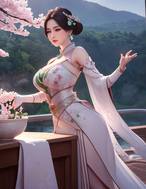 Ultra-realistic 8K CG, perfection, clean, masterpiece, Professional artwork, Famous works of art, Cinema Lighting, Cinematic Flowers, perfectionな顔, Beautiful Face, Fantasy, dream-like, unrealistic, SF,   race, race trim, race-trimmed legwear, luxury, jewelry, diamond, Money, Pearl, gem, sapphire, Ruby, Emerald, Intricate details, Delicate pattern, Charm, Fascinating, Fascinating, erotic, Fascinating, hair ornaments, neckrace, Earrings, bracelet, Bracelet,Hello,autumn,
(,One girl, throw,highest quality, )  , (,One girl,  alone,Big Tits, Curved waist、Big Ass、View Viewer,  cherry blossoms,     ) 
 